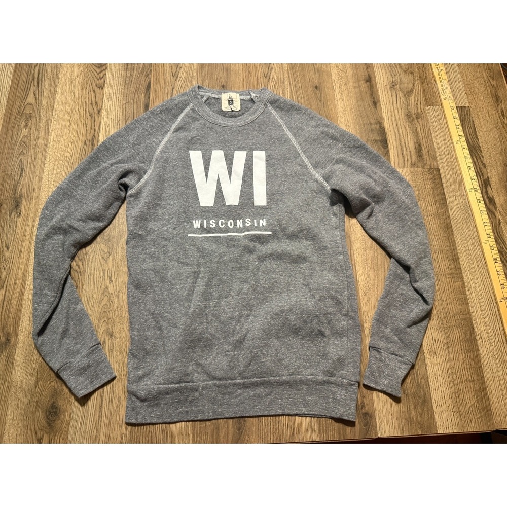 LCC Sweater, Men's Size Small, Gray White, Crewneck, Pullover, WI Wisconsin